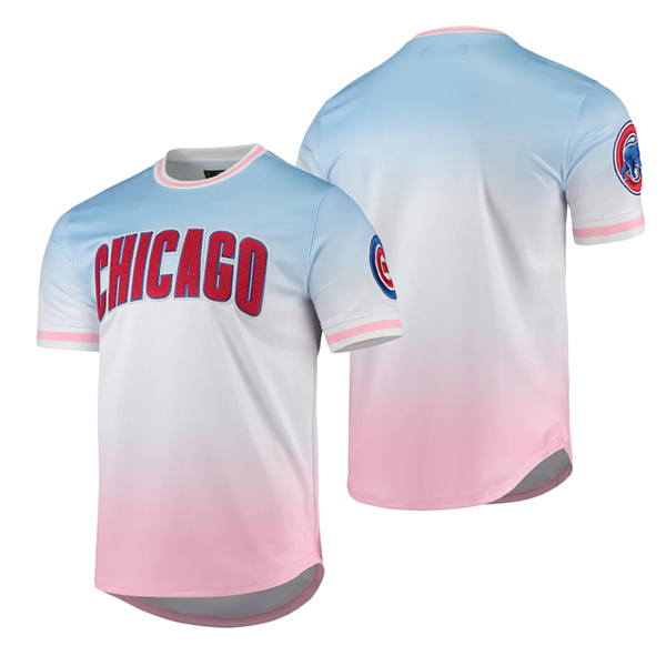 Men's Chicago Cubs Pro Standard Blue Pink Ombre T-Shirt