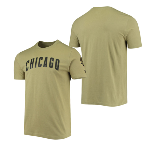 Men's Chicago Cubs New Era Olive Brushed Armed Forces T-Shirt