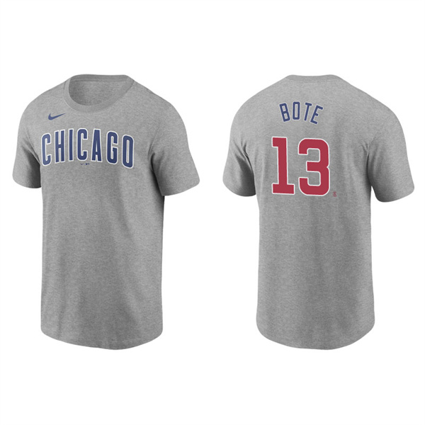 Men's Chicago Cubs David Bote Gray Name & Number Nike T-Shirt