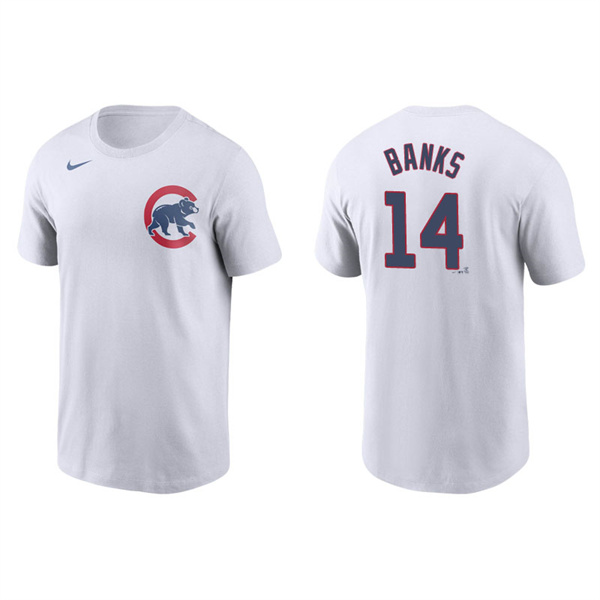 Men's Chicago Cubs Ernie Banks White Name & Number Nike T-Shirt