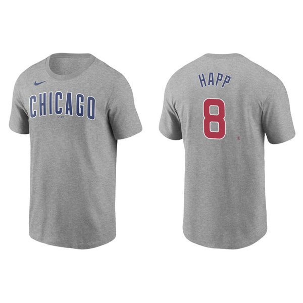 Men's Chicago Cubs Ian Happ Gray Name & Number Nike T-Shirt