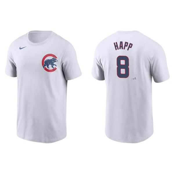Men's Chicago Cubs Ian Happ White Name & Number Nike T-Shirt