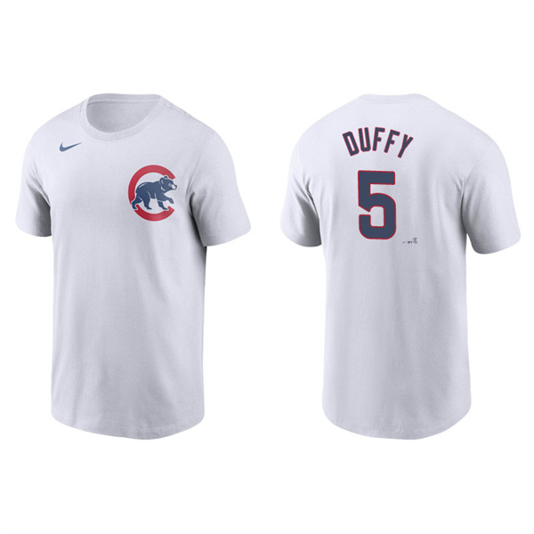 Men's Chicago Cubs Matt Duffy White Name & Number Nike T-Shirt