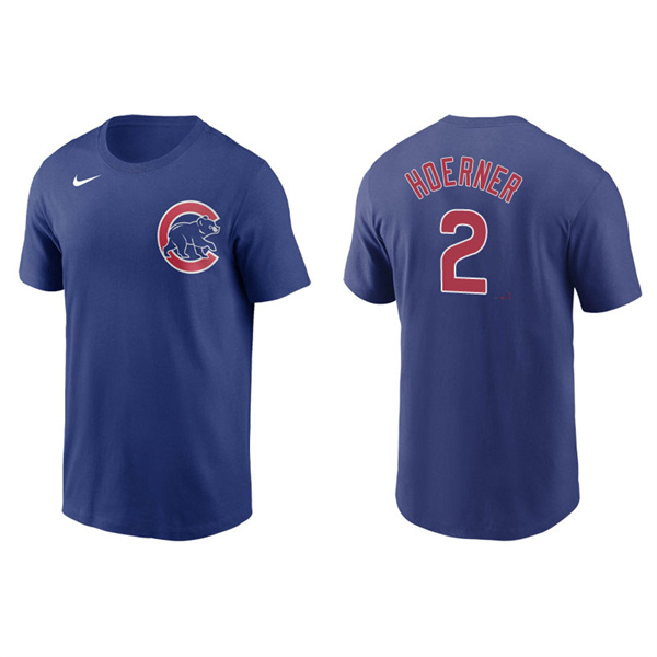 Men's Chicago Cubs Nico Hoerner Royal Name & Number Nike T-Shirt