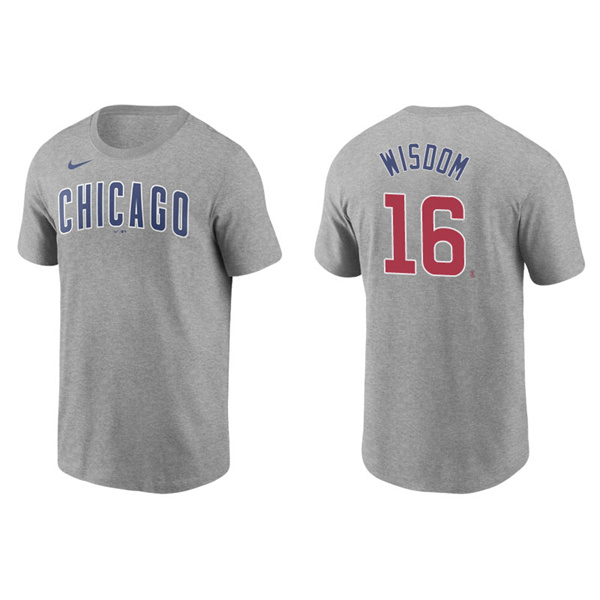 Men's Chicago Cubs Patrick Wisdom Gray Name & Number Nike T-Shirt