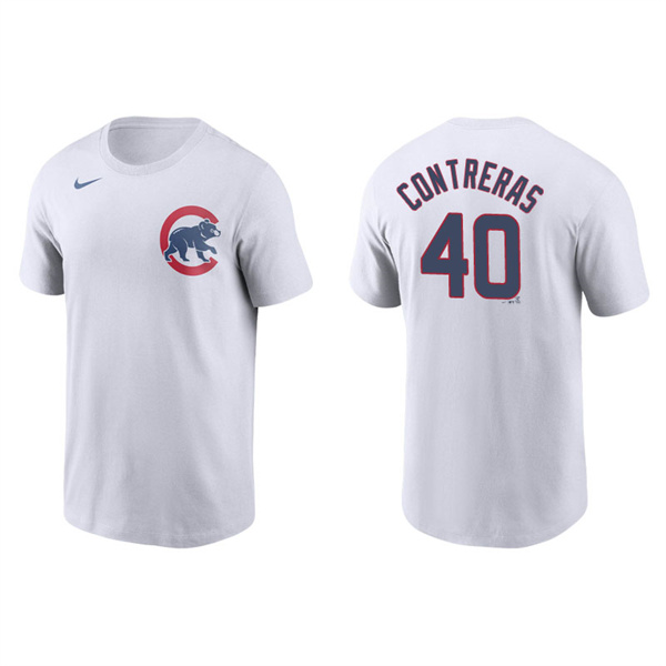 Men's Chicago Cubs Willson Contreras White Name & Number Nike T-Shirt