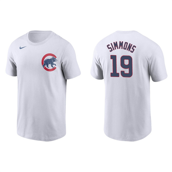 Men's Chicago Cubs Andrelton Simmons White Name & Number Nike T-Shirt