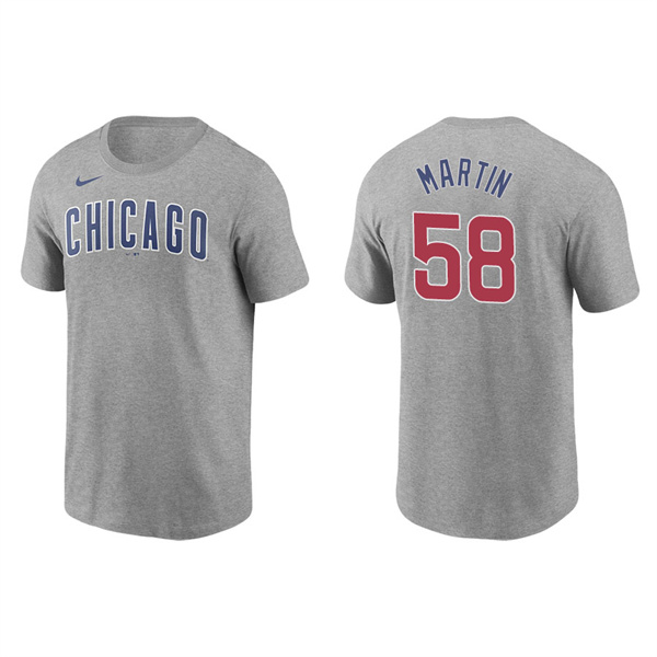 Men's Chicago Cubs Chris Martin Gray Name & Number Nike T-Shirt