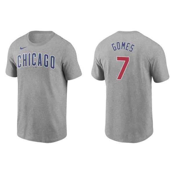 Men's Chicago Cubs Yan Gomes Gray Name & Number Nike T-Shirt