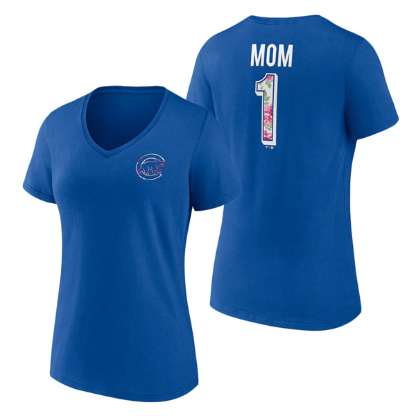 Women's Chicago Cubs Fanatics Branded Royal Team Mother's Day V-Neck T-Shirt