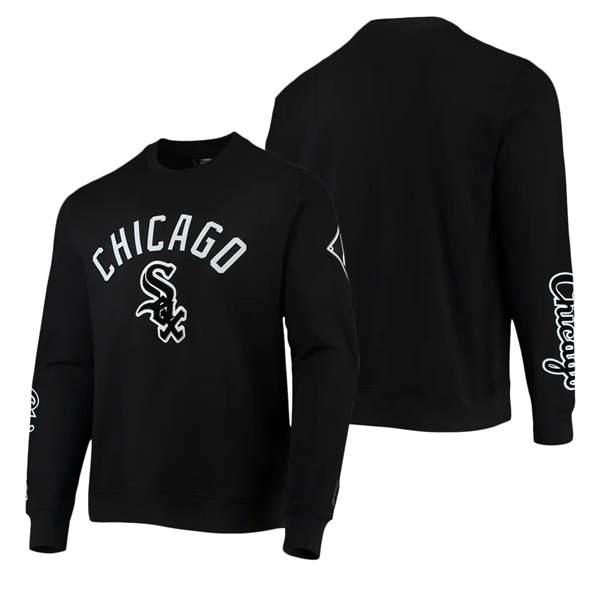 Men's Chicago White Sox Pro Standard Black Stacked Logo Pullover Sweatshirt