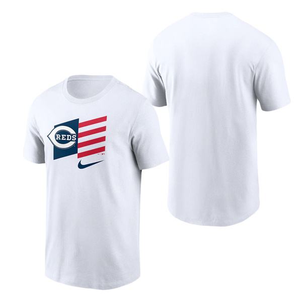Cincinnati Reds White Americana Flag T-Shirt