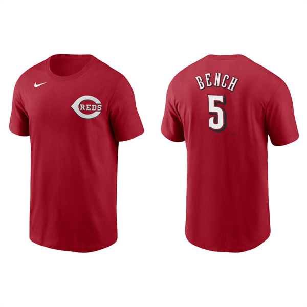 Men's Cincinnati Reds Johnny Bench Red Name & Number Nike T-Shirt
