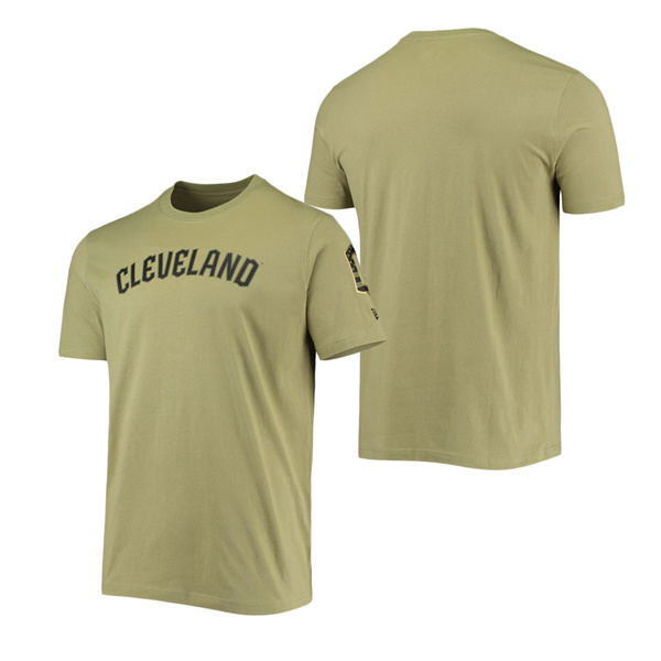 Men's Cleveland Guardians New Era Olive Brushed Armed Forces T-Shirt