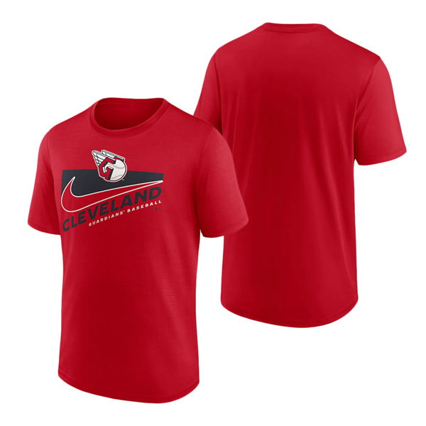 Men's Cleveland Guardians Nike Red Swoosh Town Performance T-Shirt