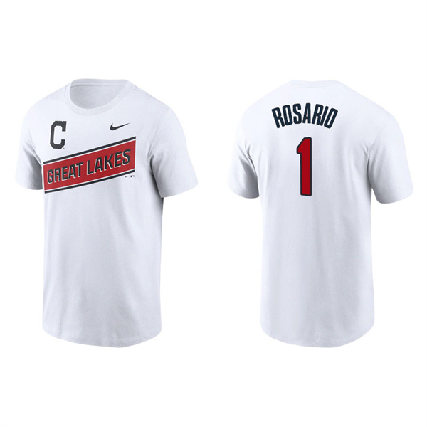 Men's Cleveland Indians Amed Rosario White 2021 Little League Classic Wordmark T-Shirt