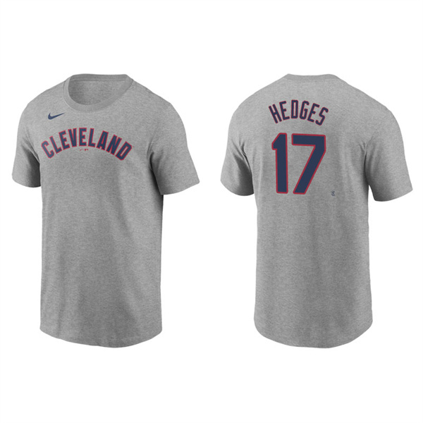 Men's Cleveland Indians Austin Hedges Gray Name & Number Nike T-Shirt