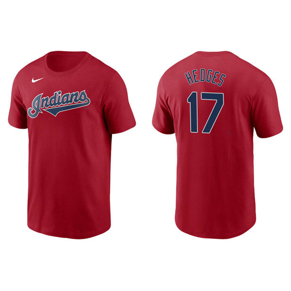 Men's Cleveland Indians Austin Hedges Red Name & Number Nike T-Shirt