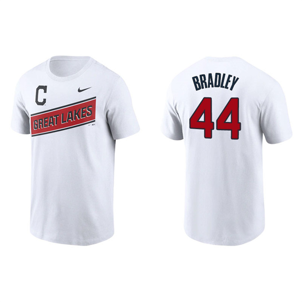 Men's Cleveland Indians Bobby Bradley White 2021 Little League Classic Wordmark T-Shirt
