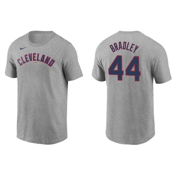 Men's Cleveland Indians Bobby Bradley Gray Name & Number Nike T-Shirt