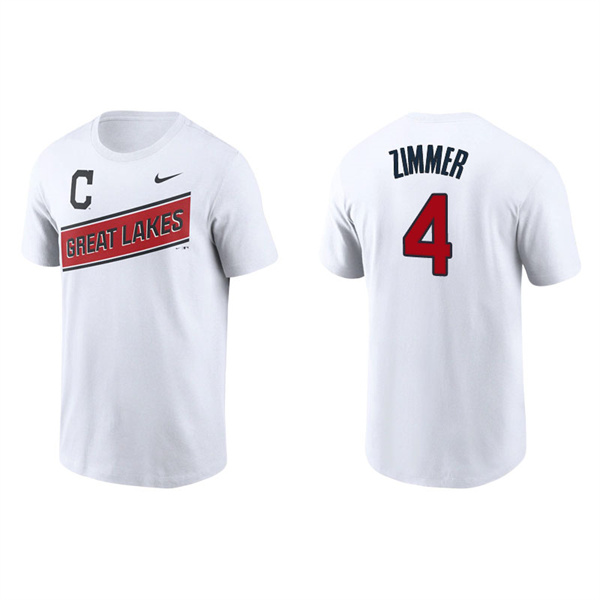Men's Cleveland Indians Bradley Zimmer White 2021 Little League Classic Wordmark T-Shirt