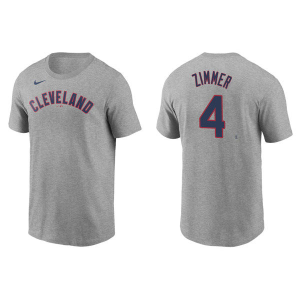 Men's Cleveland Indians Bradley Zimmer Gray Name & Number Nike T-Shirt