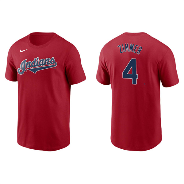 Men's Cleveland Indians Bradley Zimmer Red Name & Number Nike T-Shirt