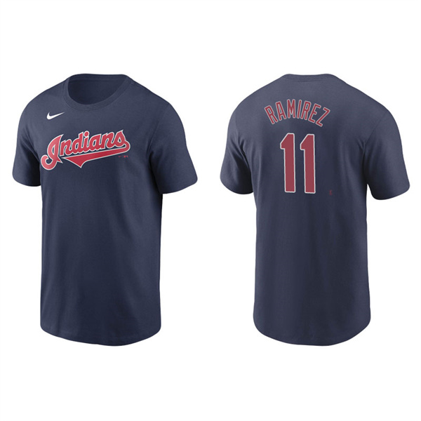 Men's Cleveland Indians Jose Ramirez Navy Name & Number Nike T-Shirt