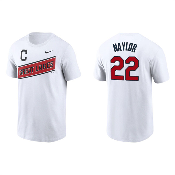 Men's Cleveland Indians Josh Naylor White 2021 Little League Classic Wordmark T-Shirt