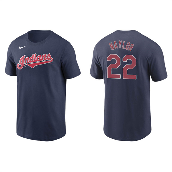 Men's Cleveland Indians Josh Naylor Navy Name & Number Nike T-Shirt