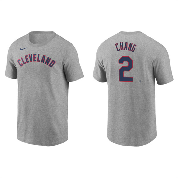 Men's Cleveland Indians Yu Chang Gray Name & Number Nike T-Shirt