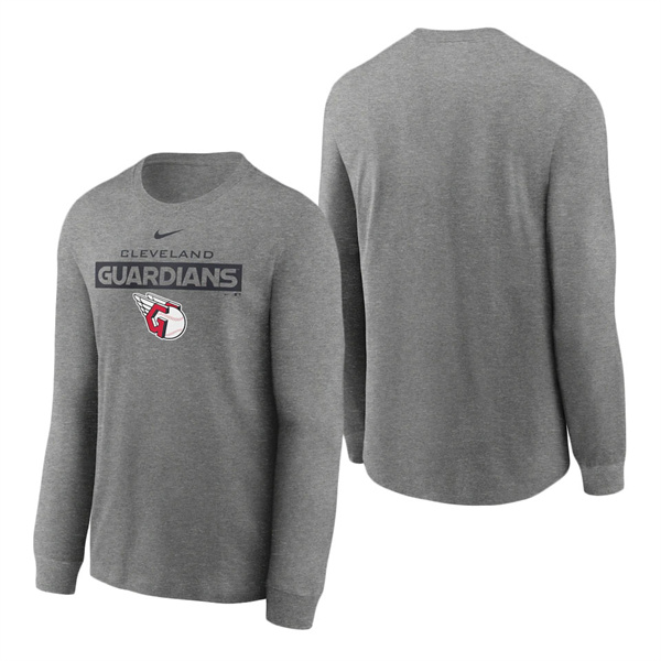 Men's Cleveland Guardians Nike Heathered Charcoal Team Issue Long Sleeve T-Shirt