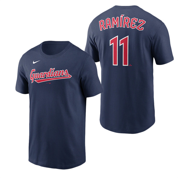 Men's Cleveland Guardians Jose Ramirez Nike Navy Player Name & Number T-Shirt