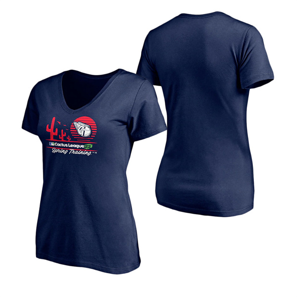 Women's Cleveland Guardians Fanatics Branded Navy 2022 MLB Spring Training Cactus League Horizon Line V-Neck T-Shirt