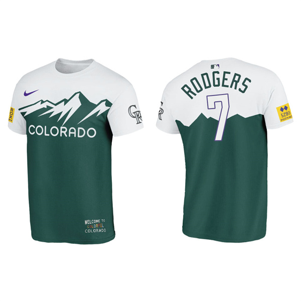 Brendan Rodgers Men's Colorado Rockies Green 2022 City Connect T-Shirt