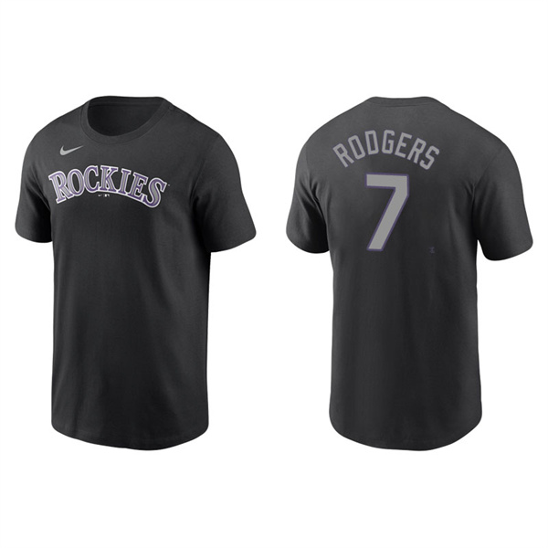 Men's Colorado Rockies Brendan Rodgers Black Name & Number Nike T-Shirt