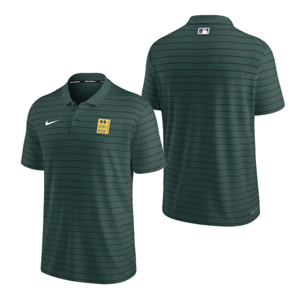 Men's Colorado Rockies Green Authentic Collection 2022 City Connect Striped Performance Polo