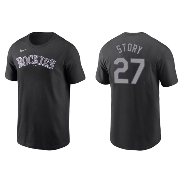 Men's Colorado Rockies Trevor Story Black Name & Number Nike T-Shirt