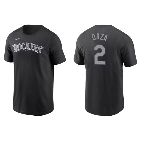 Men's Colorado Rockies Yonathan Daza Black Name & Number Nike T-Shirt