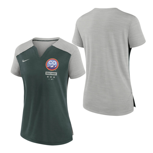 Women's Colorado Rockies Green 2022 City Connect Exceed Boxy V-Neck T-Shirt