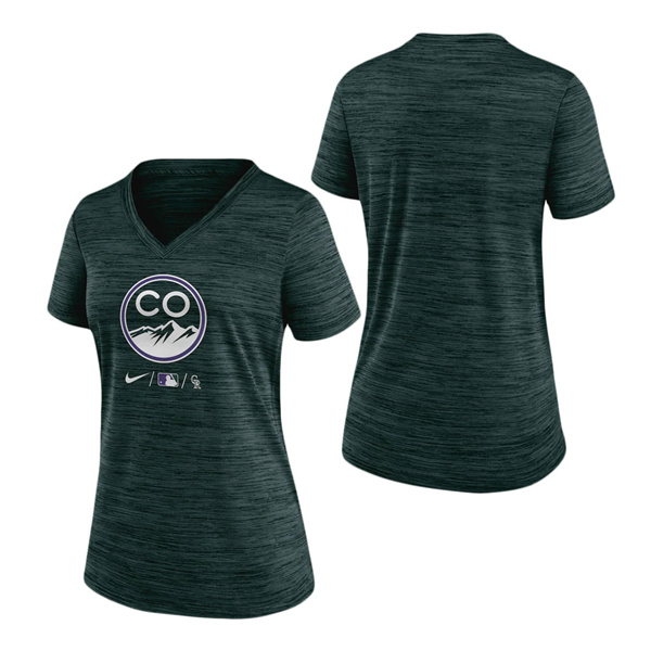 Women's Colorado Rockies Green Authentic Collection 2022 City Connect Velocity Performance V-Neck T-Shirt