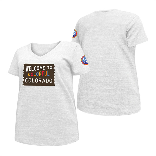 Women's Colorado Rockies White 2022 City Connect Plus Size V-Neck T-Shirt