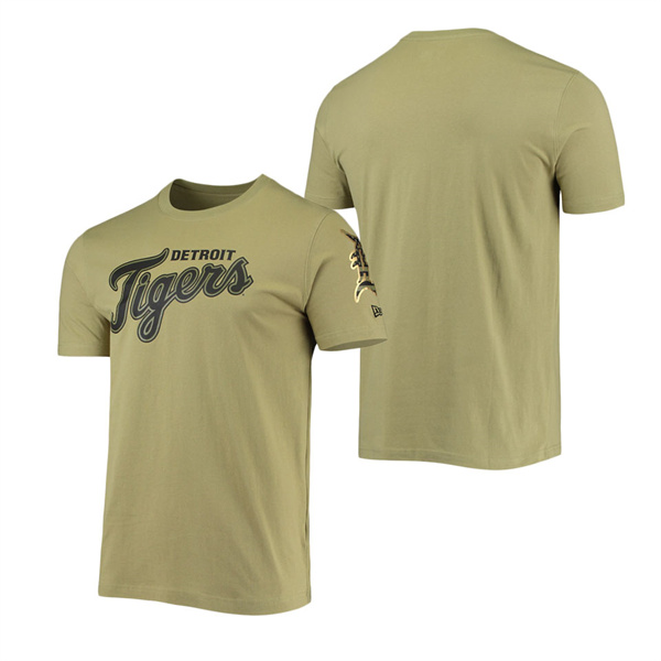 Men's Detroit Tigers New Era Olive Brushed Armed Forces T-Shirt