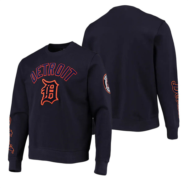 Men's Detroit Tigers Pro Standard Navy Stacked Logo Pullover Sweatshirt