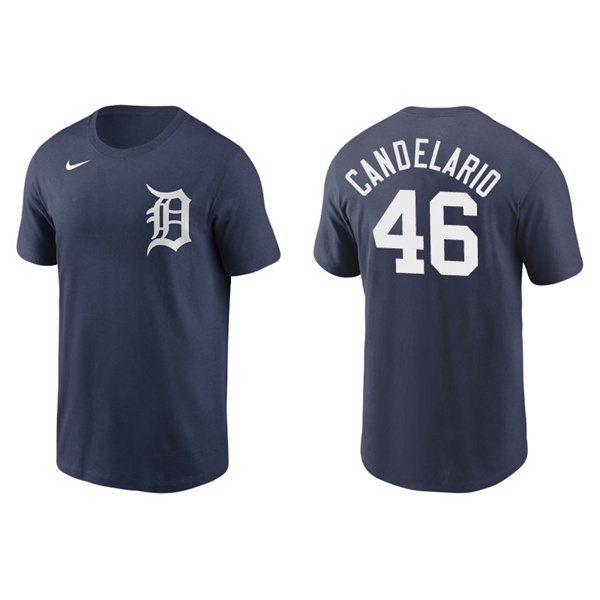 Men's Detroit Tigers Jeimer Candelario Navy Name & Number Nike T-Shirt