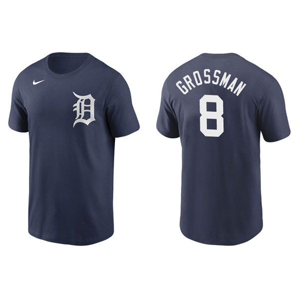 Men's Detroit Tigers Robbie Grossman Navy Name & Number Nike T-Shirt