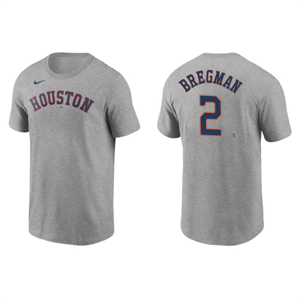 Men's Houston Astros Alex Bregman Gray Name & Number Nike T-Shirt