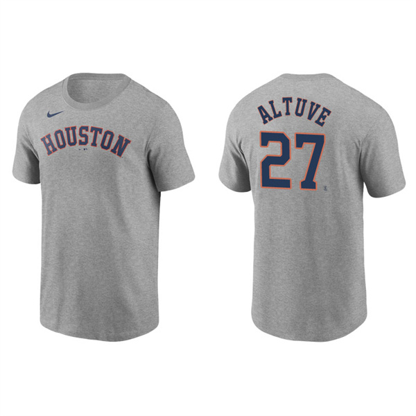 Men's Houston Astros Jose Altuve Gray Name & Number Nike T-Shirt