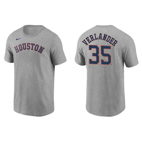Men's Houston Astros Justin Verlander Gray Name & Number Nike T-Shirt