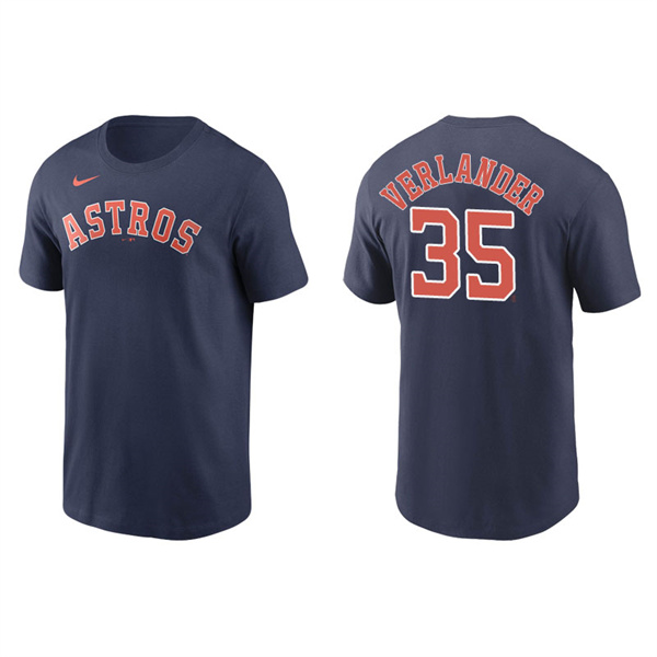 Men's Houston Astros Justin Verlander Navy Name & Number Nike T-Shirt